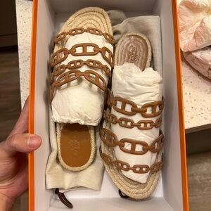 Hermes Ancone Nappa espadrille sandals natural color FR40